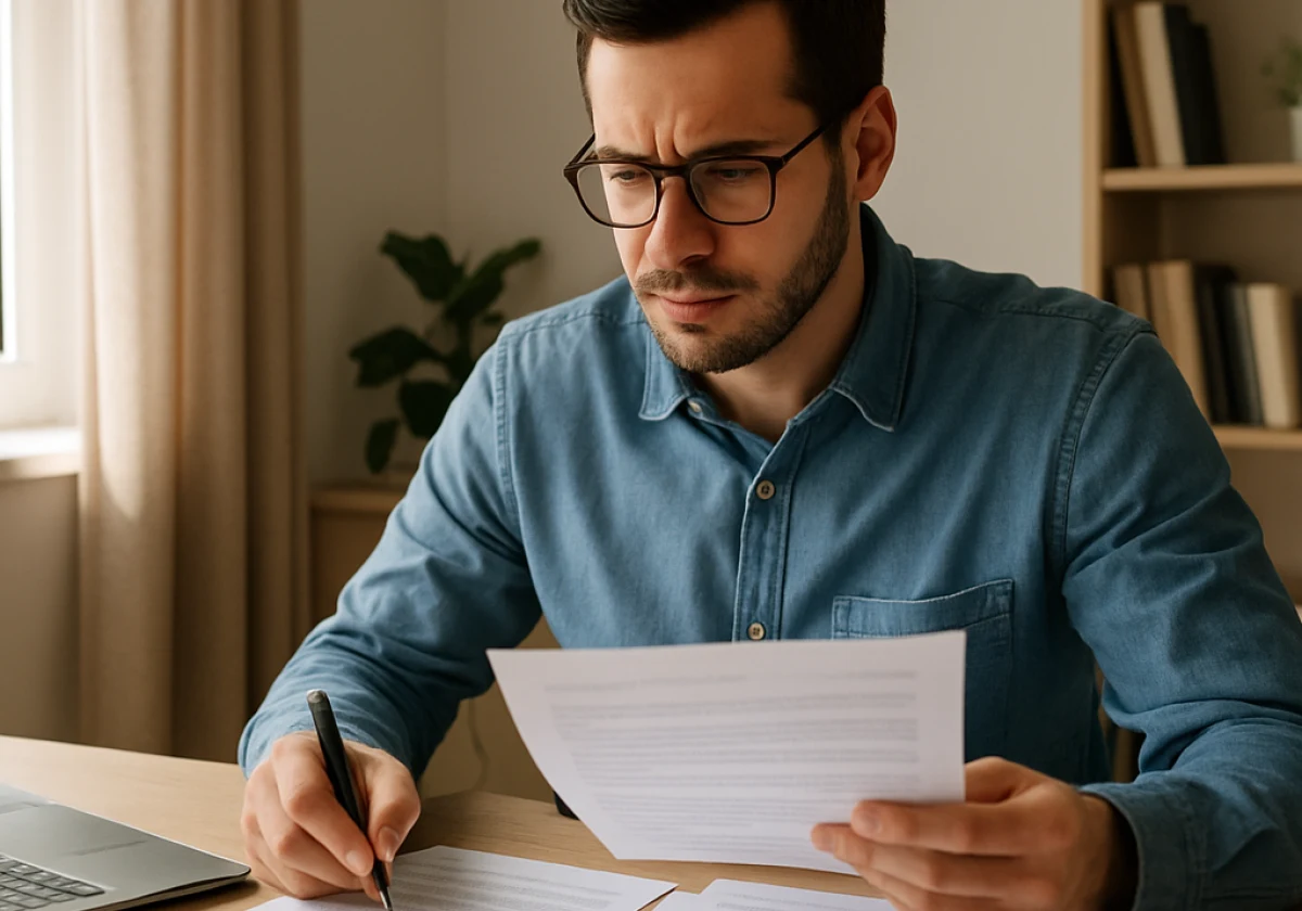 Person at a desk in a neutral home office