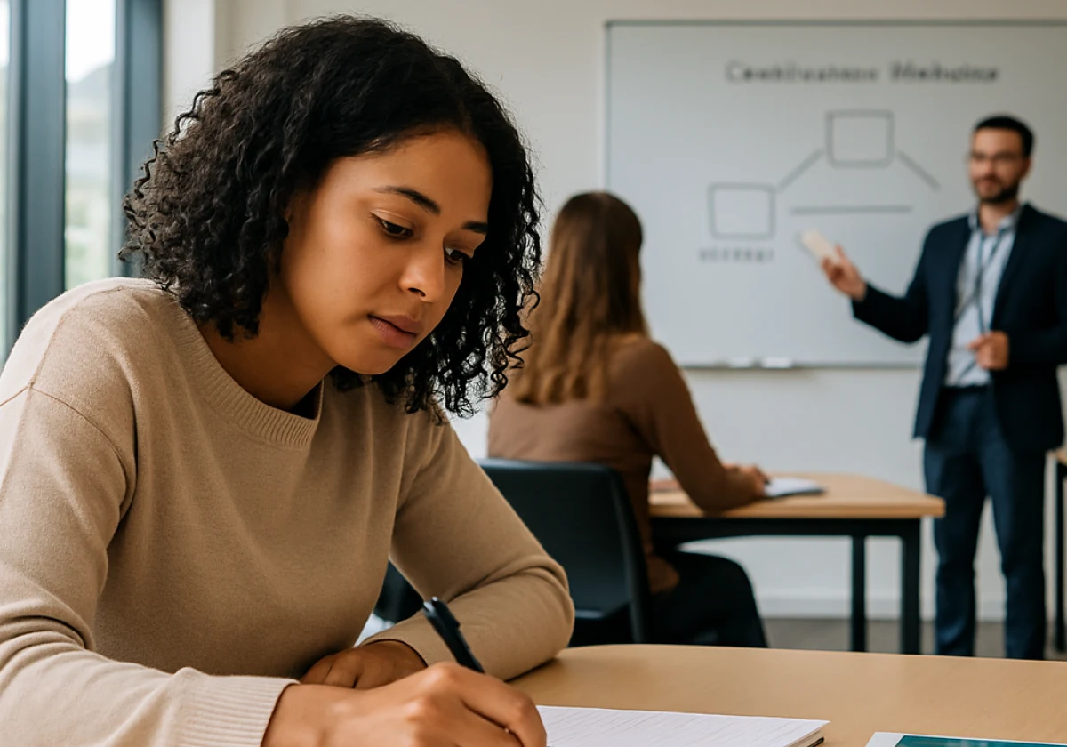 An aspiring teacher at a professional development training session