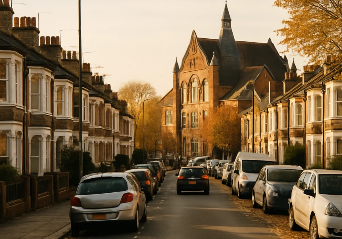 Street scene on a busy London residential road